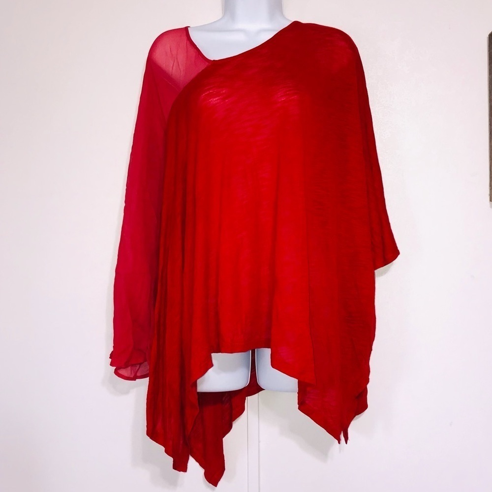 Blue Life Aphrodite Tunic Chiffon Sleeve Red Small